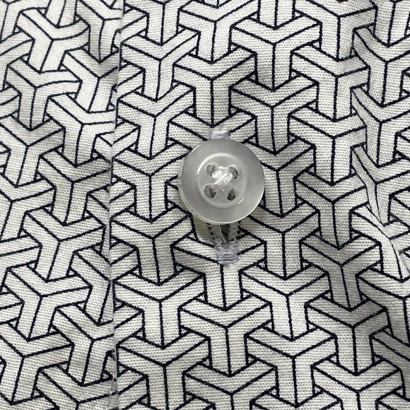 Alfani Slim Fit Stretch Mens Large 16-16.5 34-35‎ Geometric Print Dress Shirt - Picture 6 of 12